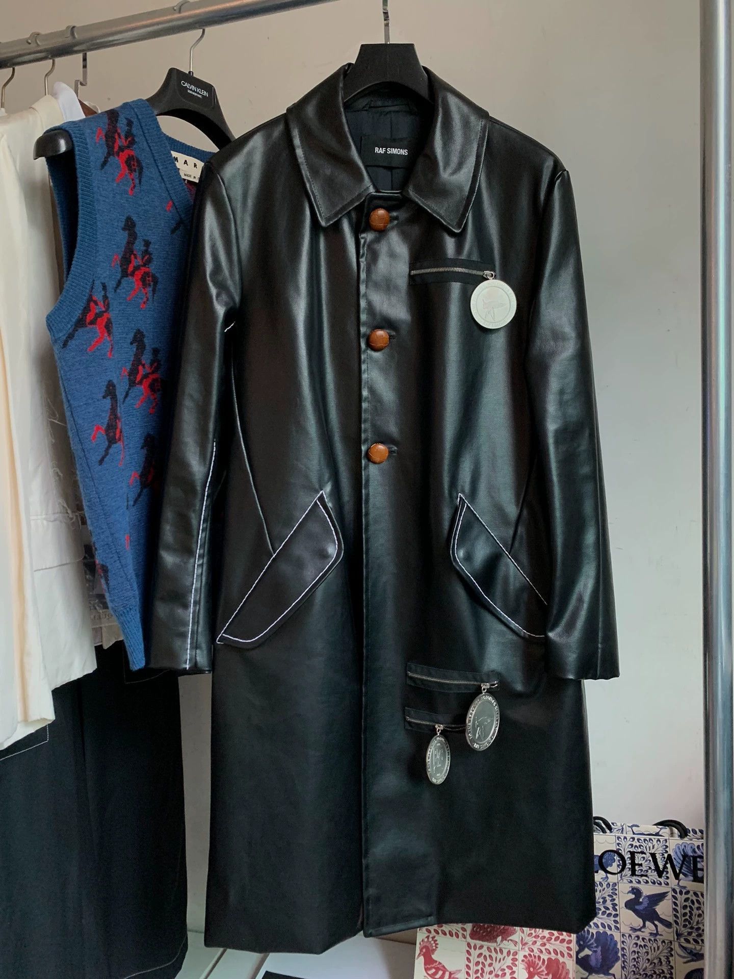 Raf Simons Sleek Black Leather Trench Coat Size US S / EU 44-46 / 1 - 2 Thumbnail
