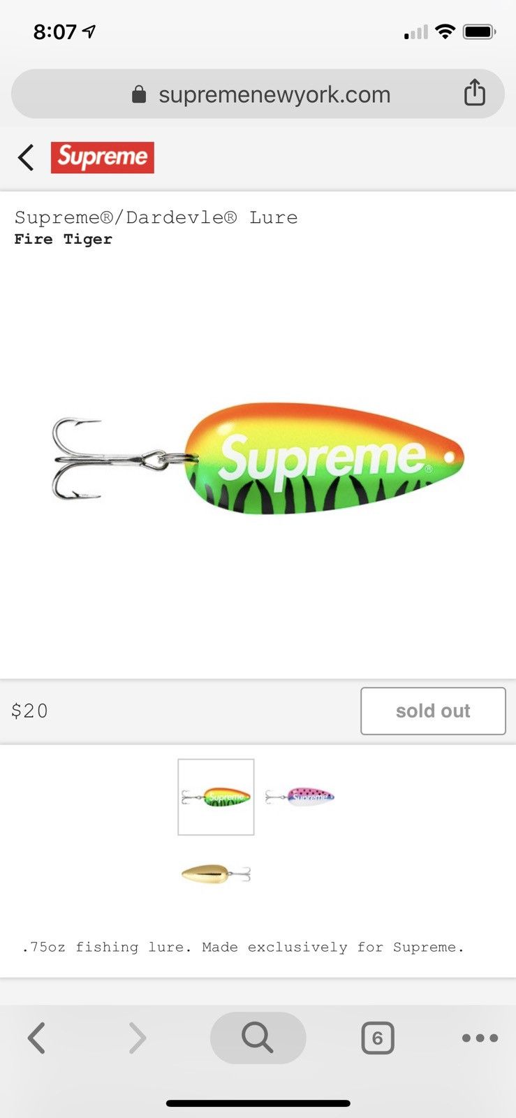 Supreme Supreme x Dardevle Lure Fire Tiger | Grailed