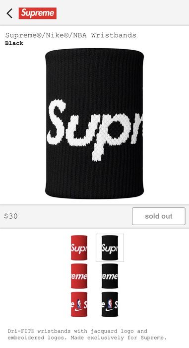 Supreme Supreme x Nike x NBA Wristbands - Black | Grailed
