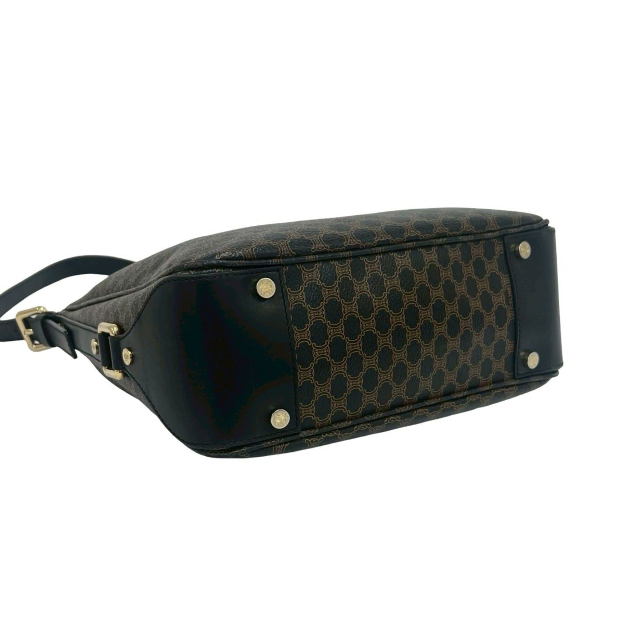 Celine CELINE Macadam Blazon Triomphe Logo Pattern Leather Semi-Shoulder Bag Tote Black 28400 Size ONE SIZE - 7 Thumbnail