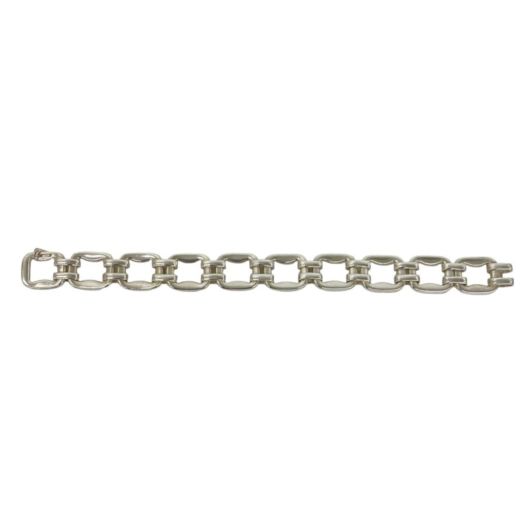 Hermes HERMES Vintage History Bracelet, Sterling Silver 925