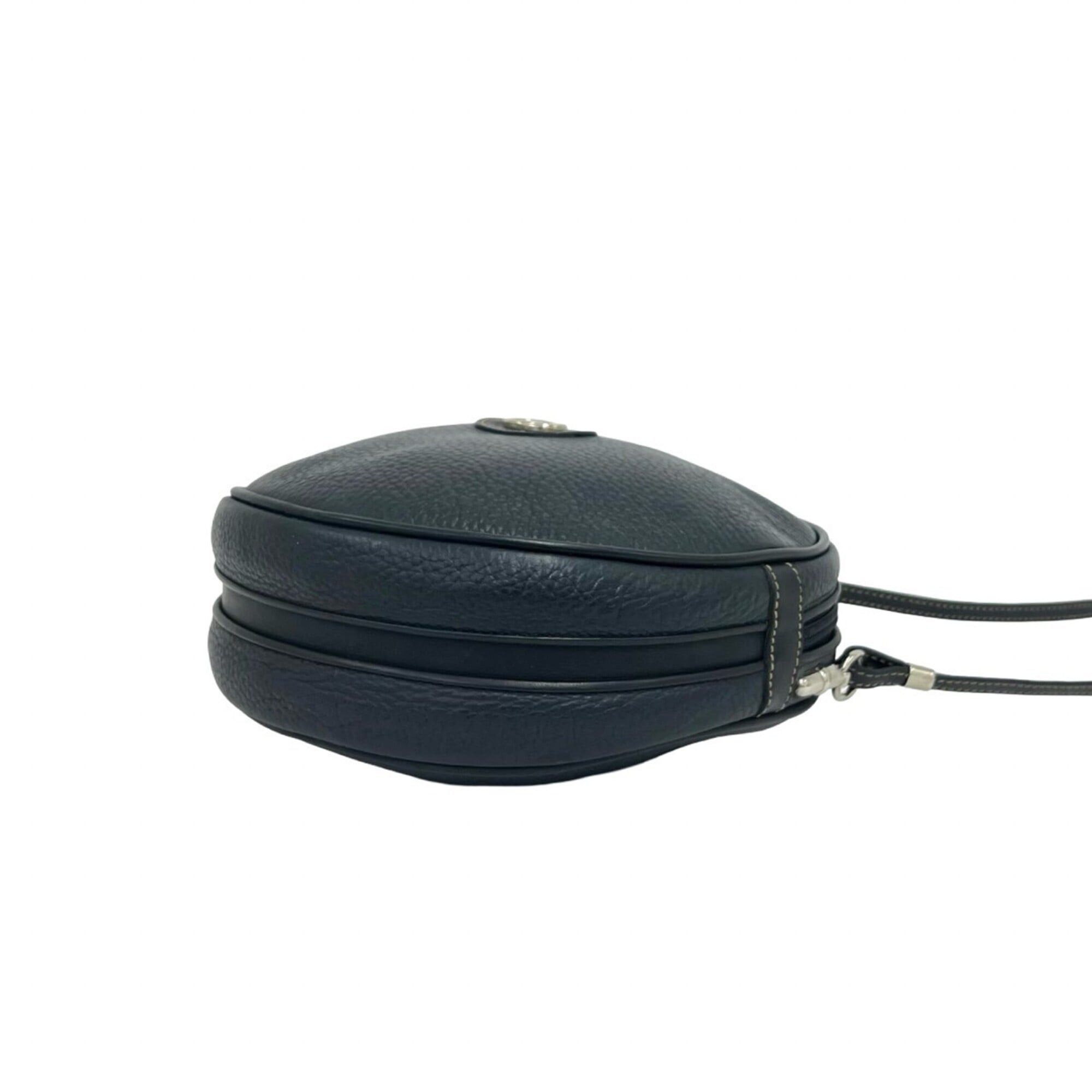 Gucci GUCCI Old Gucci GG Logo Hardware Leather Round Mini Shoulder Bag Pouch Navy Blue a83-2 Size ONE SIZE - 8 Thumbnail