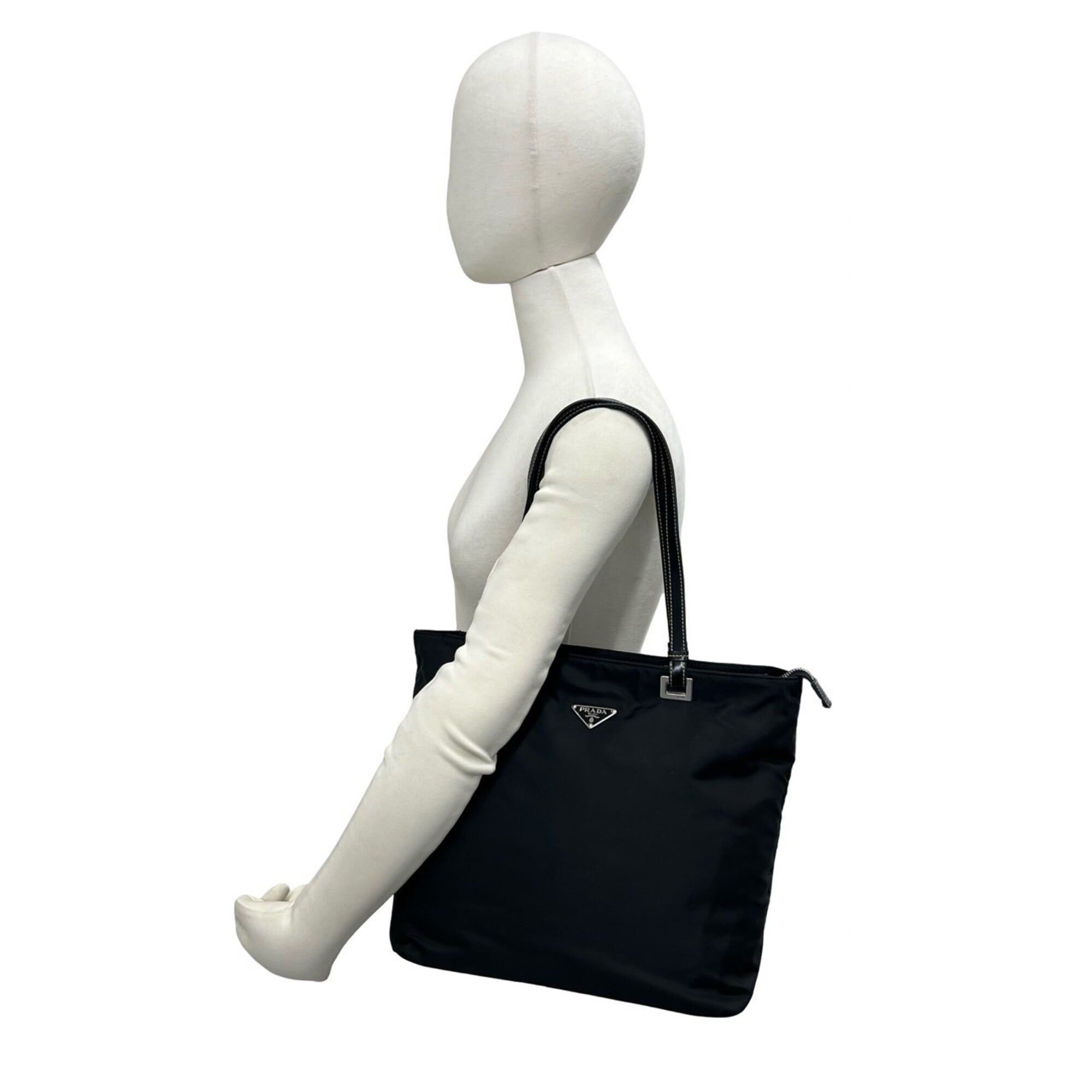 Prada Prada Triangle Logo Plate Hardware Tessuto Nylon Leather Genuine Tote Bag Semi Shoulder Black 73857 Size ONE SIZE - 2 Thumbnail