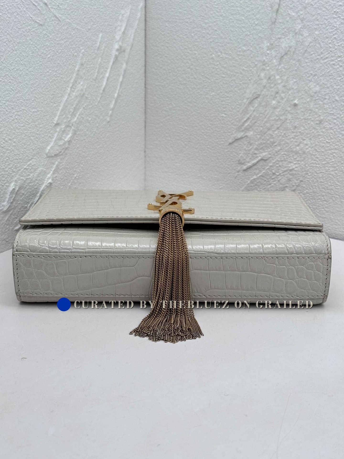 Yves Saint Laurent YSL Kate Small White Croc Embossed Bag Size ONE SIZE - 7 Thumbnail