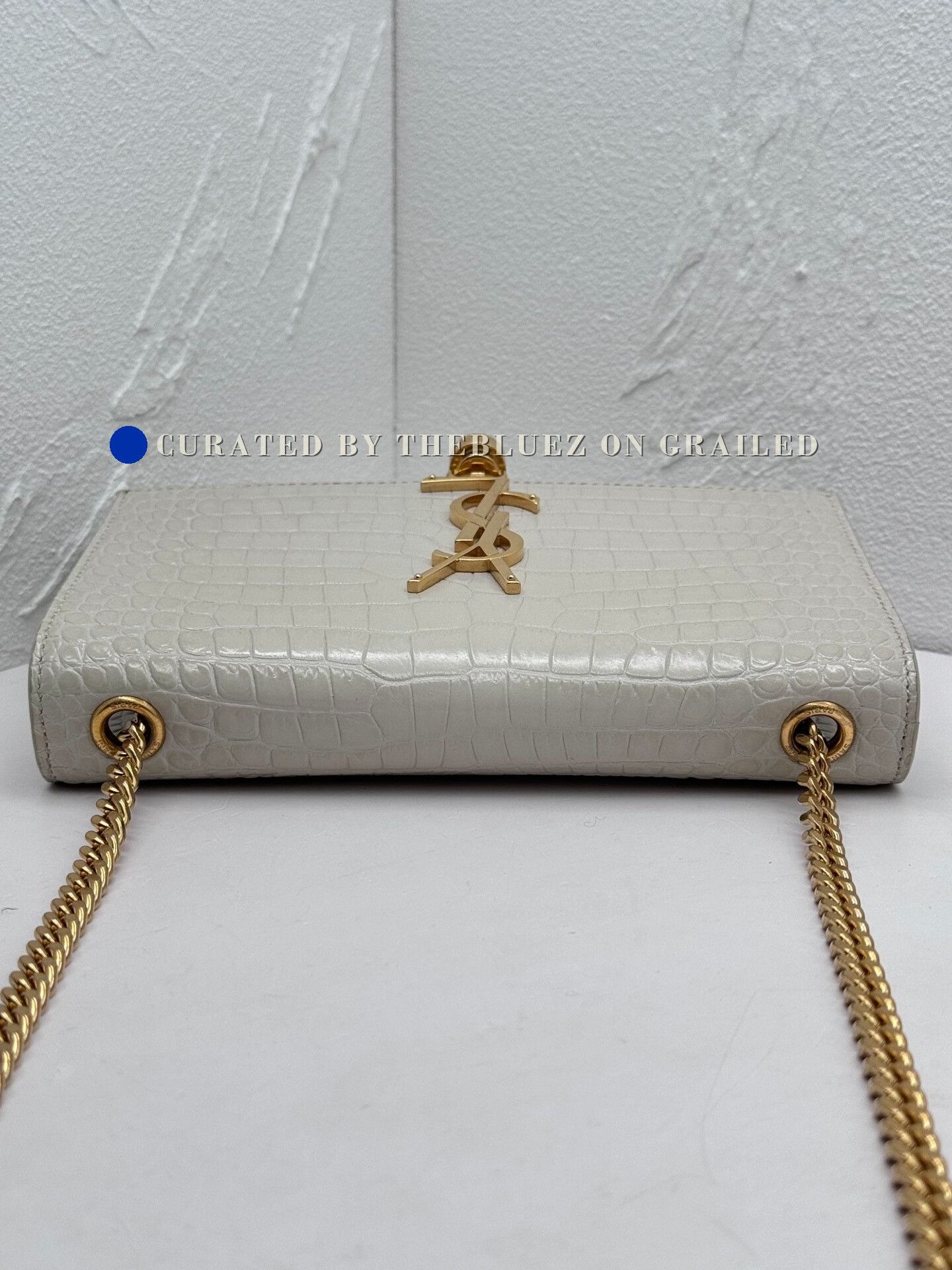 Yves Saint Laurent YSL Kate Small White Croc Embossed Bag Size ONE SIZE - 6 Thumbnail
