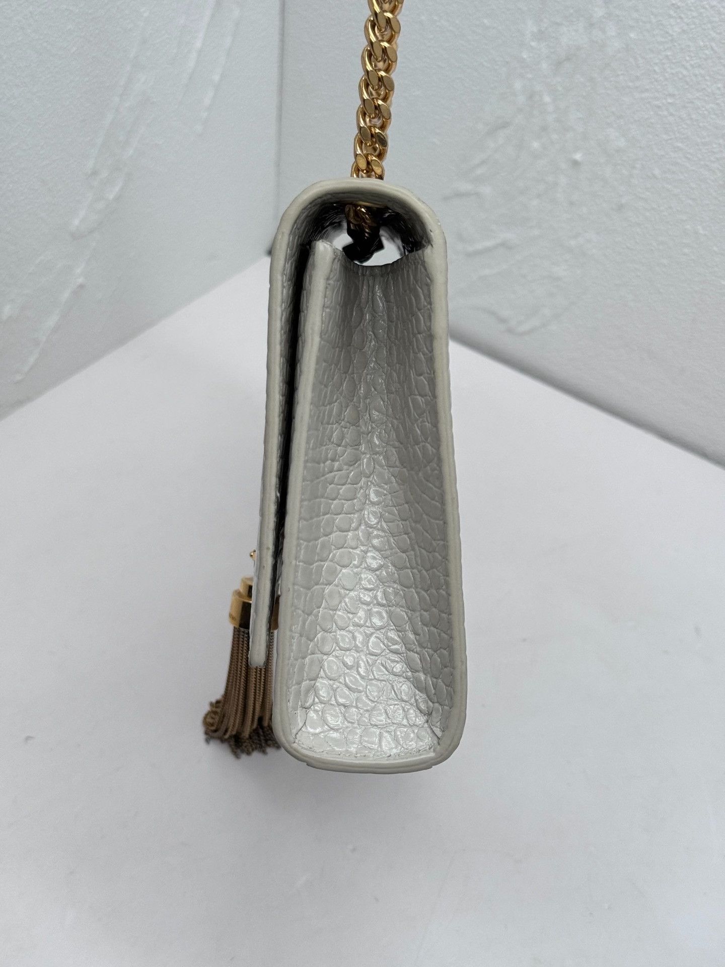 Yves Saint Laurent YSL Kate Small White Croc Embossed Bag Size ONE SIZE - 4 Thumbnail