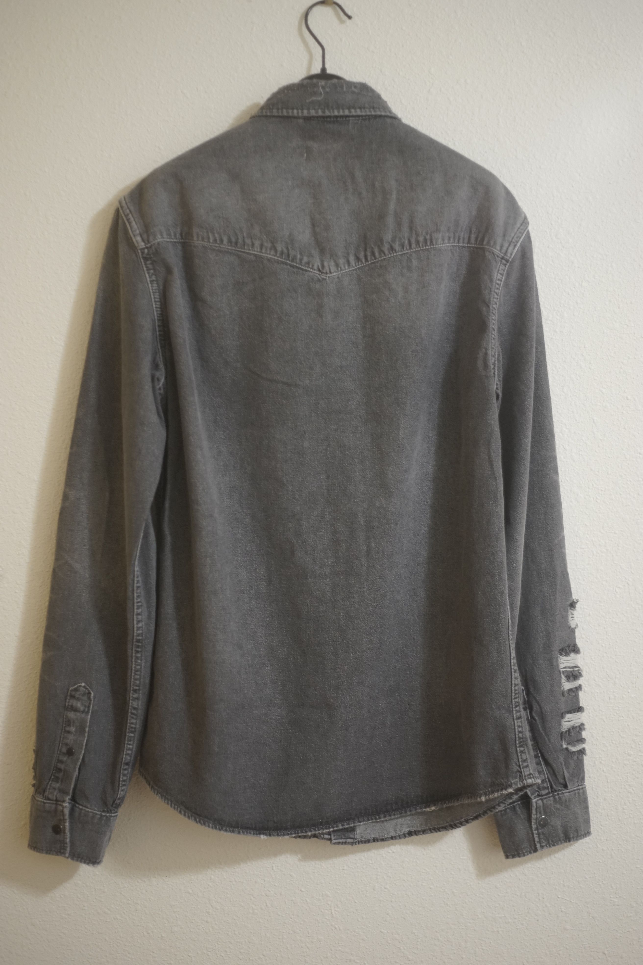 Allsaints $150 Gray Distressed Denim Beegan Shirt Size US S / EU 44-46 / 1 - 2 Thumbnail