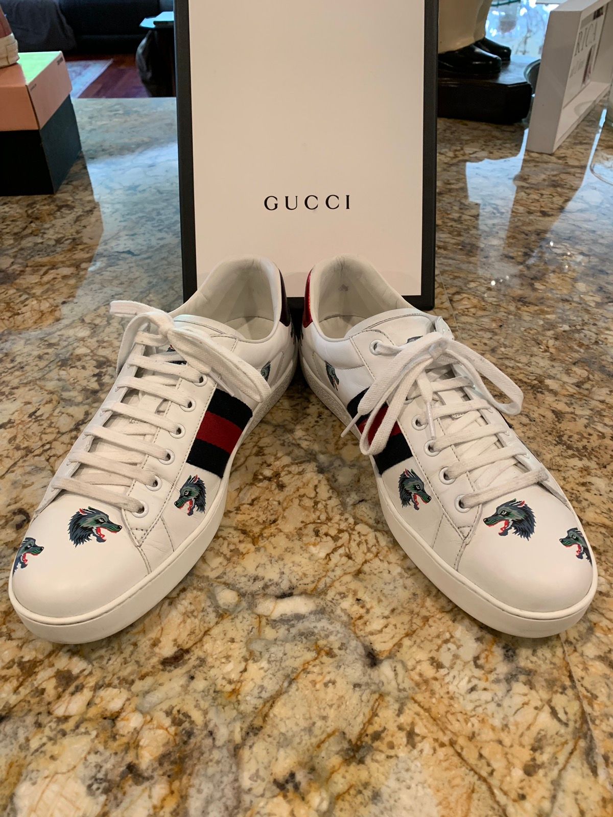 Sightseeing evaluerbare Regan Gucci Gucci Ace Sneaker wolf print | Grailed
