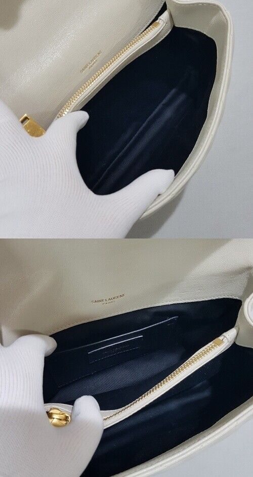 Yves Saint Laurent White Vintage College Monogram Satchel Medium Size ONE SIZE - 9 Thumbnail
