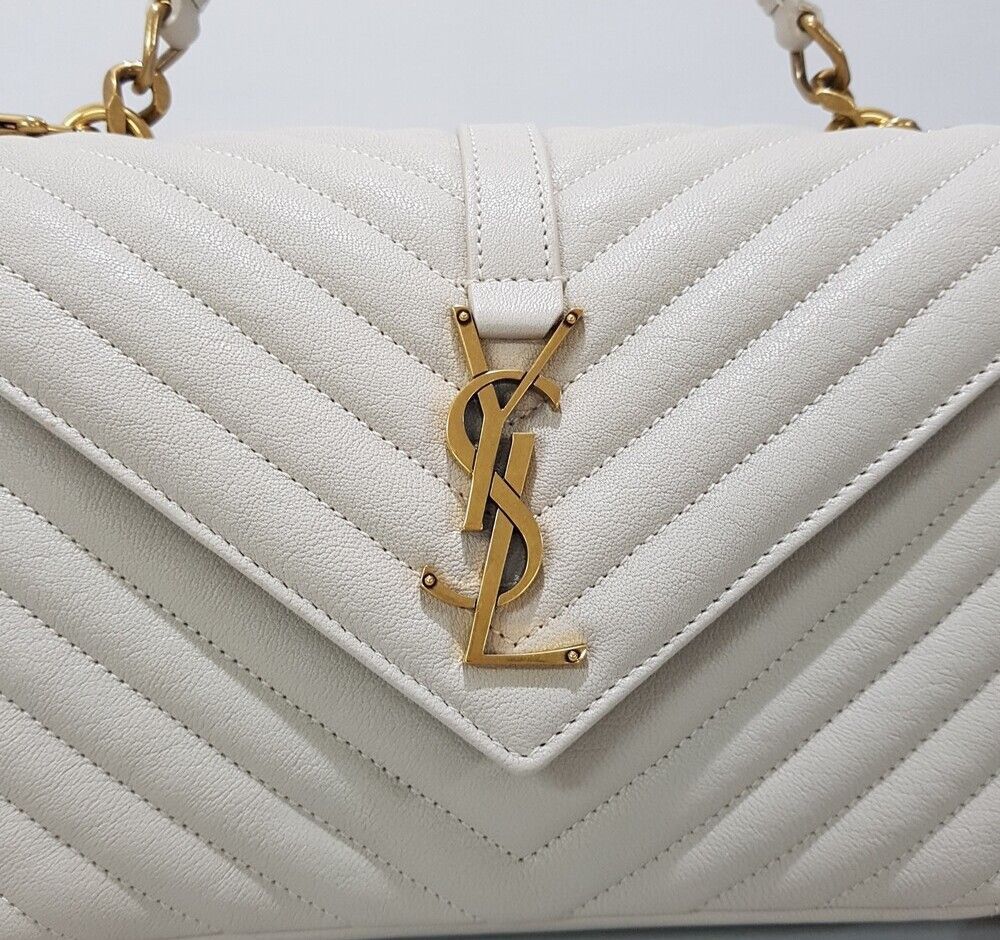 Yves Saint Laurent White Vintage College Monogram Satchel Medium Size ONE SIZE - 3 Thumbnail
