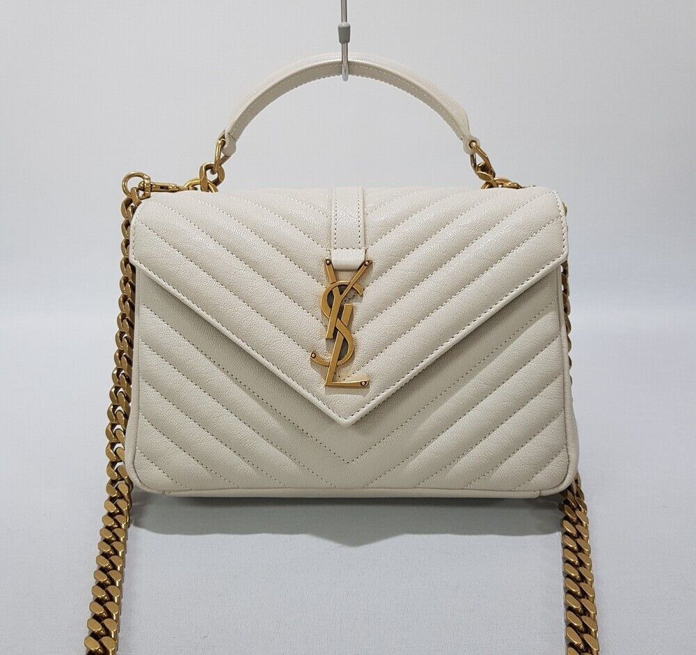 Yves Saint Laurent White Vintage College Monogram Satchel Medium Size ONE SIZE - 2 Thumbnail