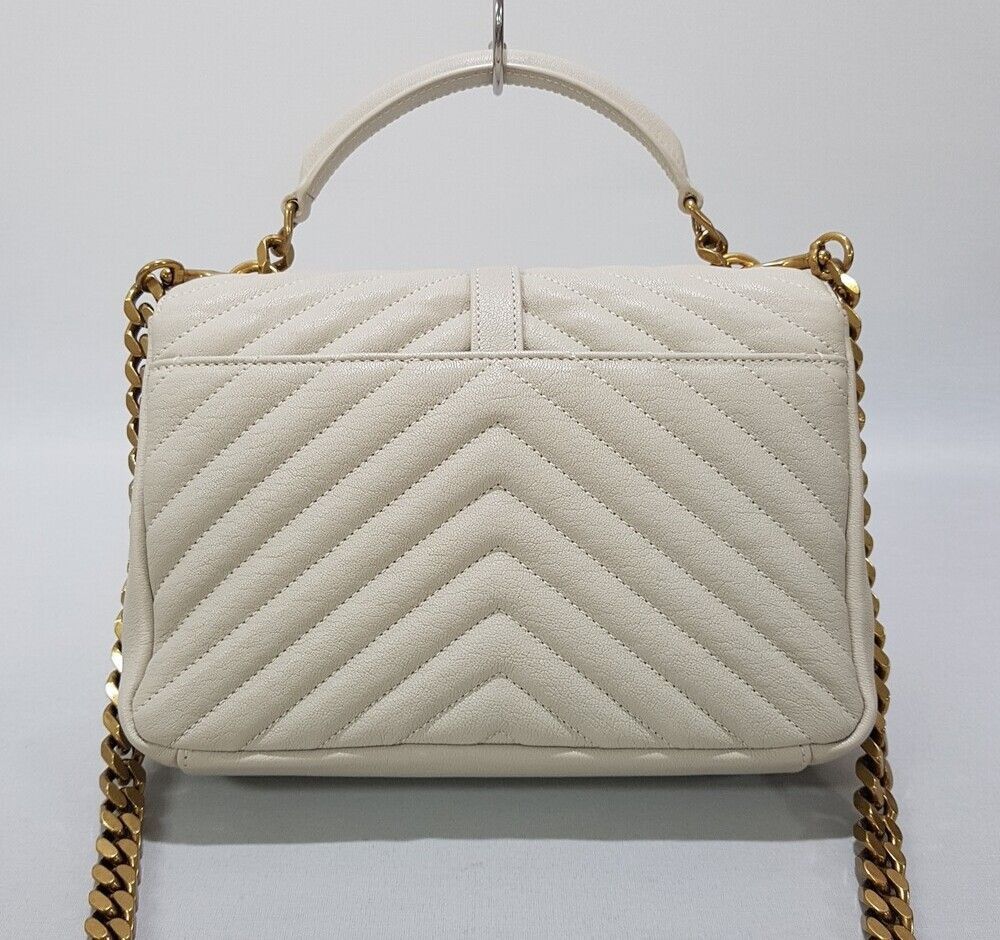 Yves Saint Laurent White Vintage College Monogram Satchel Medium Size ONE SIZE - 5 Thumbnail