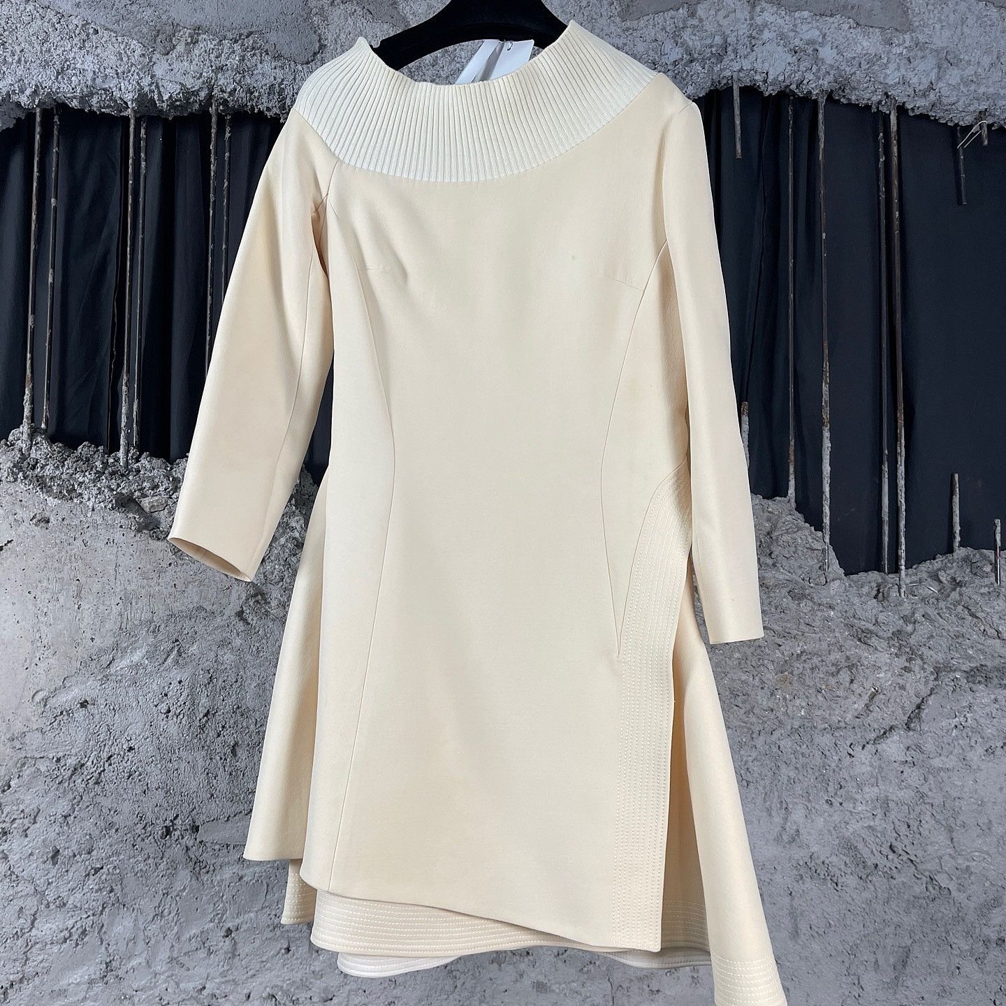 Dior Wool Silk Blend Ribbed Neck Mini Dress Size FR 36 main image 0