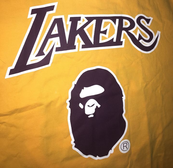 Bape x mitchell & ness store lakers tee