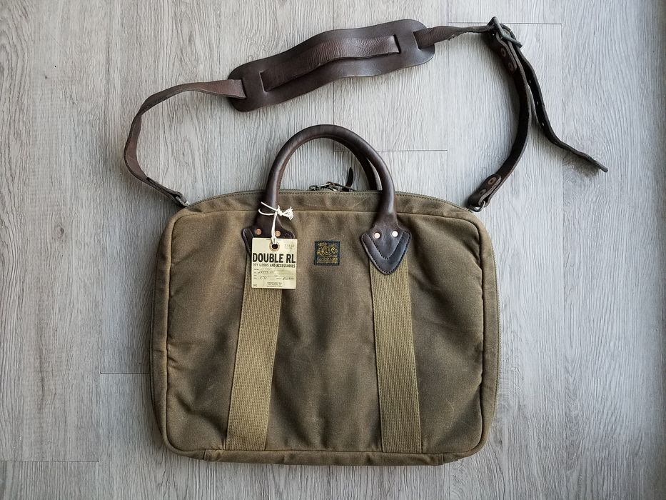 RRL Ralph Lauren RRL Double RL Canvas Leather Messenger Briefcase