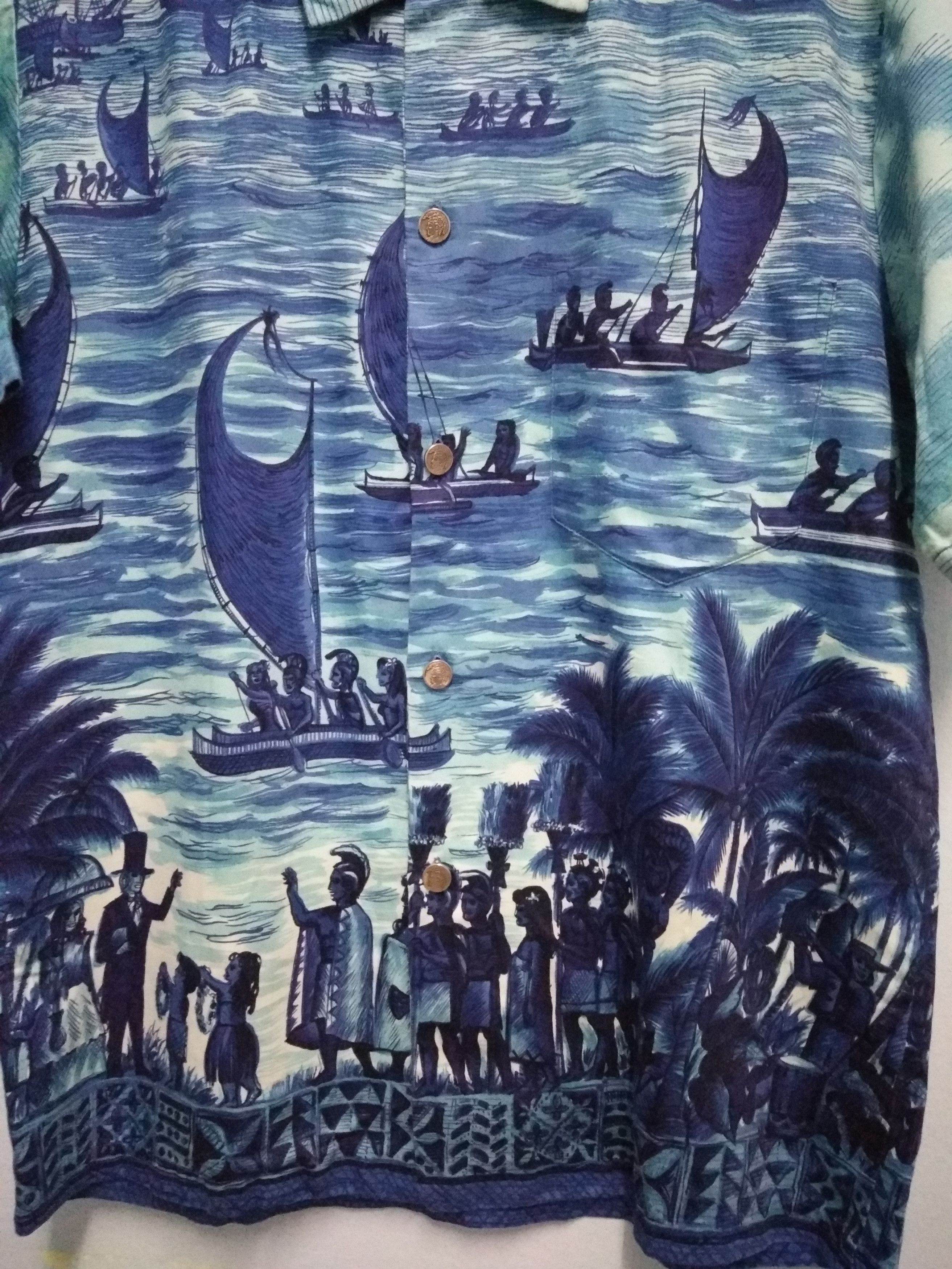 Vintage Vintage 50s Hawaii shirt Metal Button Up Rare Design Size US XL / EU 56 / 4 - 2 Thumbnail