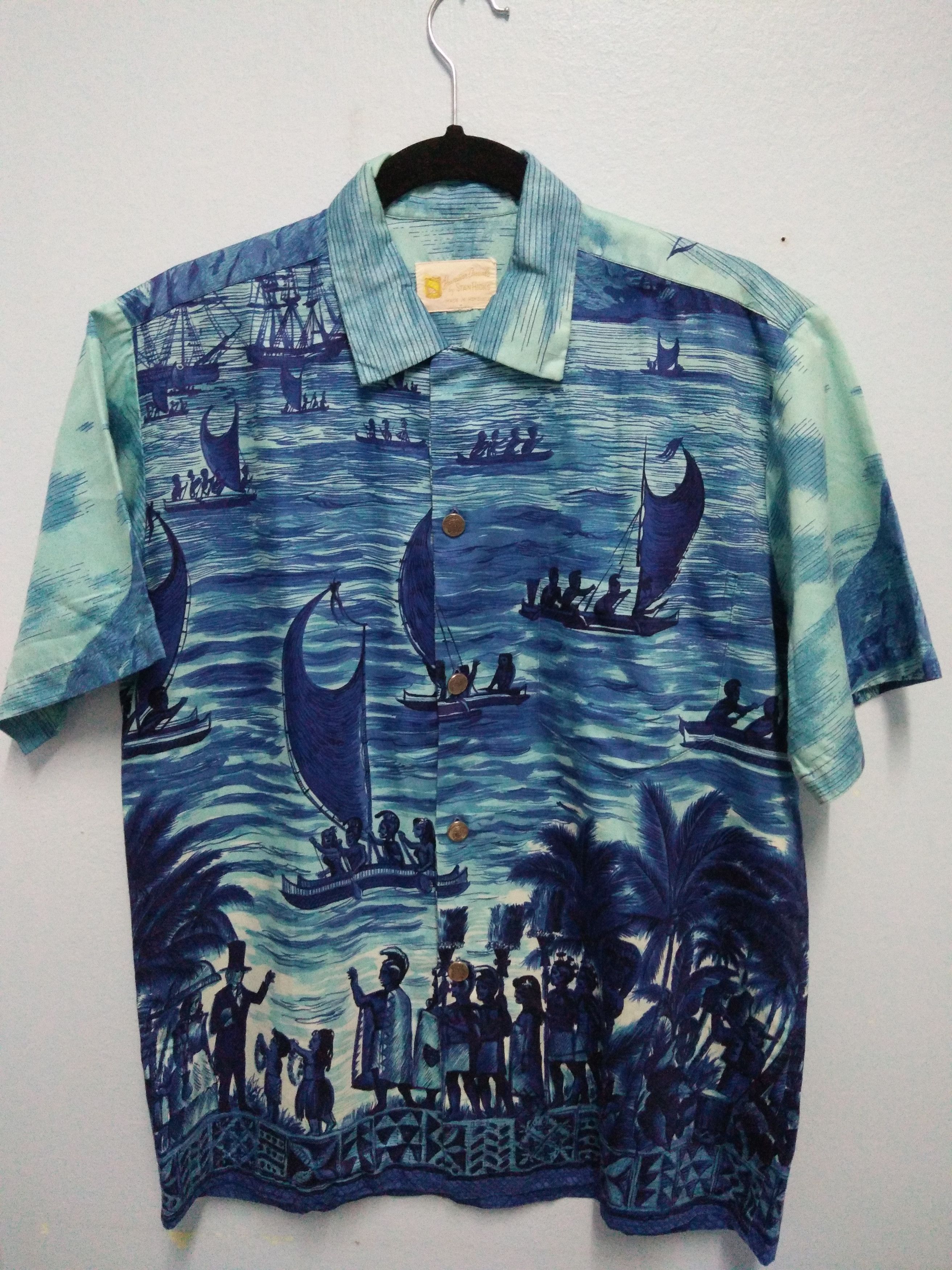 Vintage Vintage 50s Hawaii shirt Metal Button Up Rare Design Size US XL / EU 56 / 4 - 1 Thumbnail