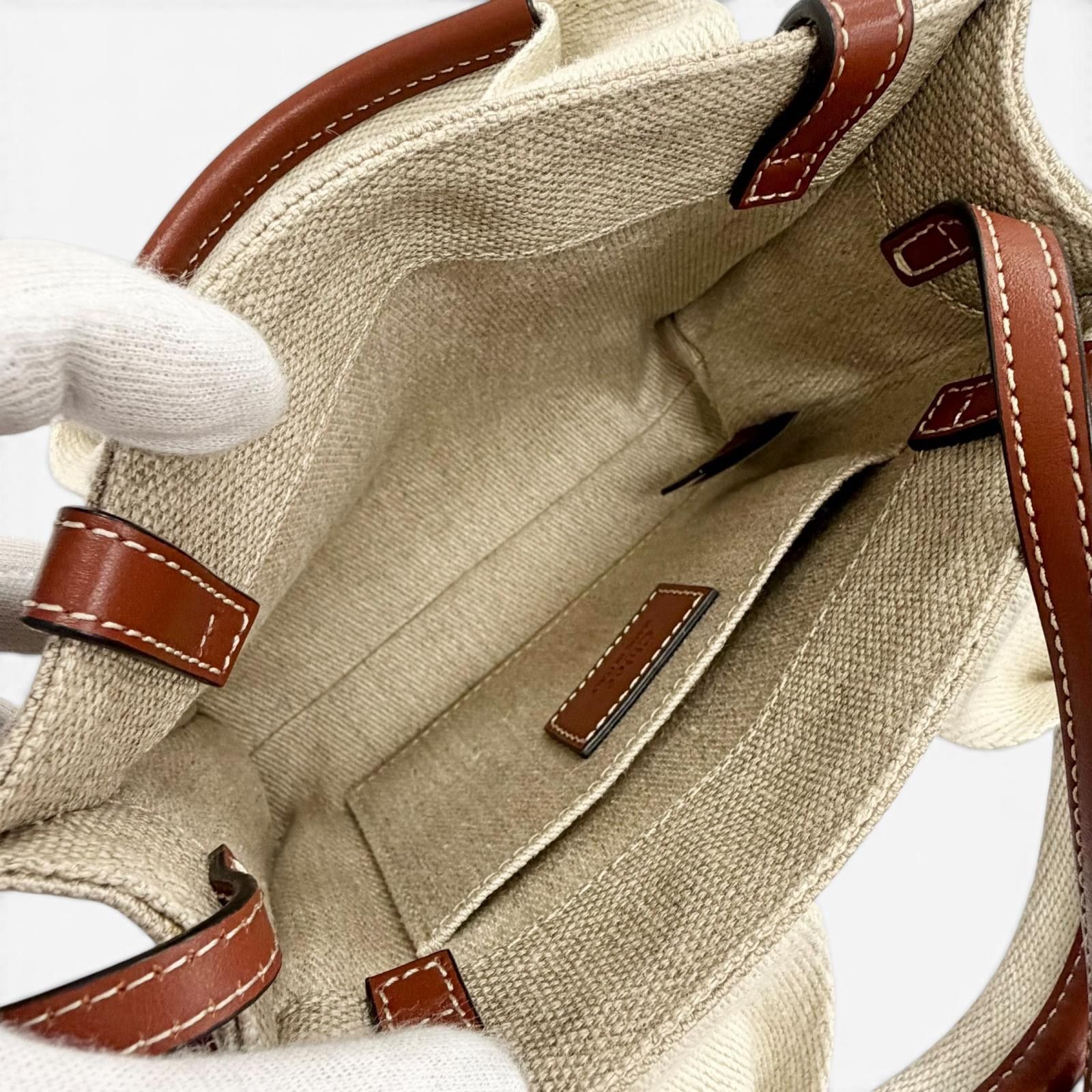 Chloe Chloe Chloe Woody Linen Mini Tote Bag Leather Tote Bag CHC22AP237I2690U DUTY FREE for USA Size ONE SIZE - 10 Thumbnail
