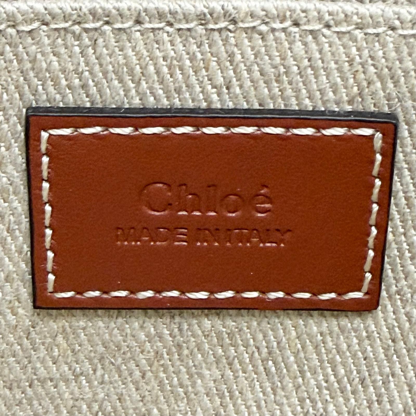 Chloe Chloe Chloe Woody Linen Mini Tote Bag Leather Tote Bag CHC22AP237I2690U DUTY FREE for USA Size ONE SIZE - 11 Thumbnail