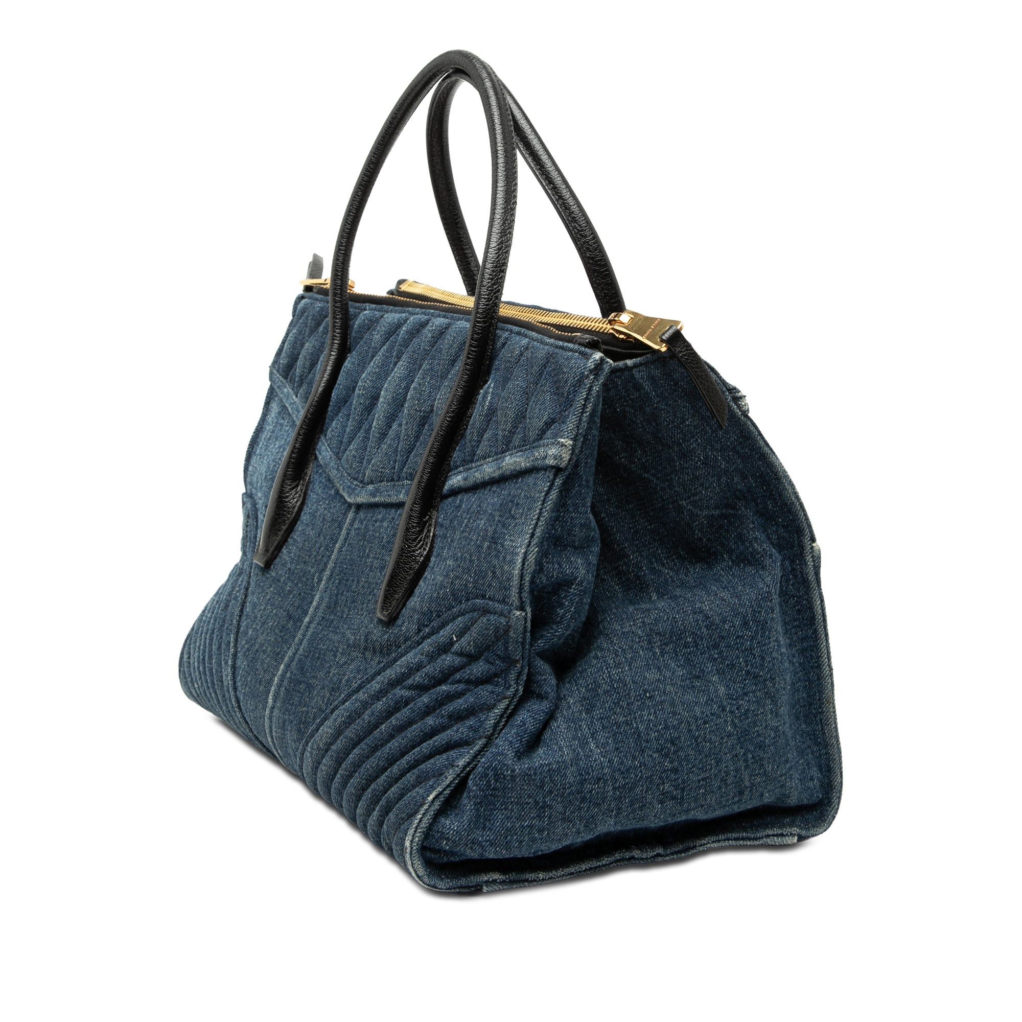 Miu Miu Matelasse Denim Biker Tote Size ONE SIZE - 2 Thumbnail