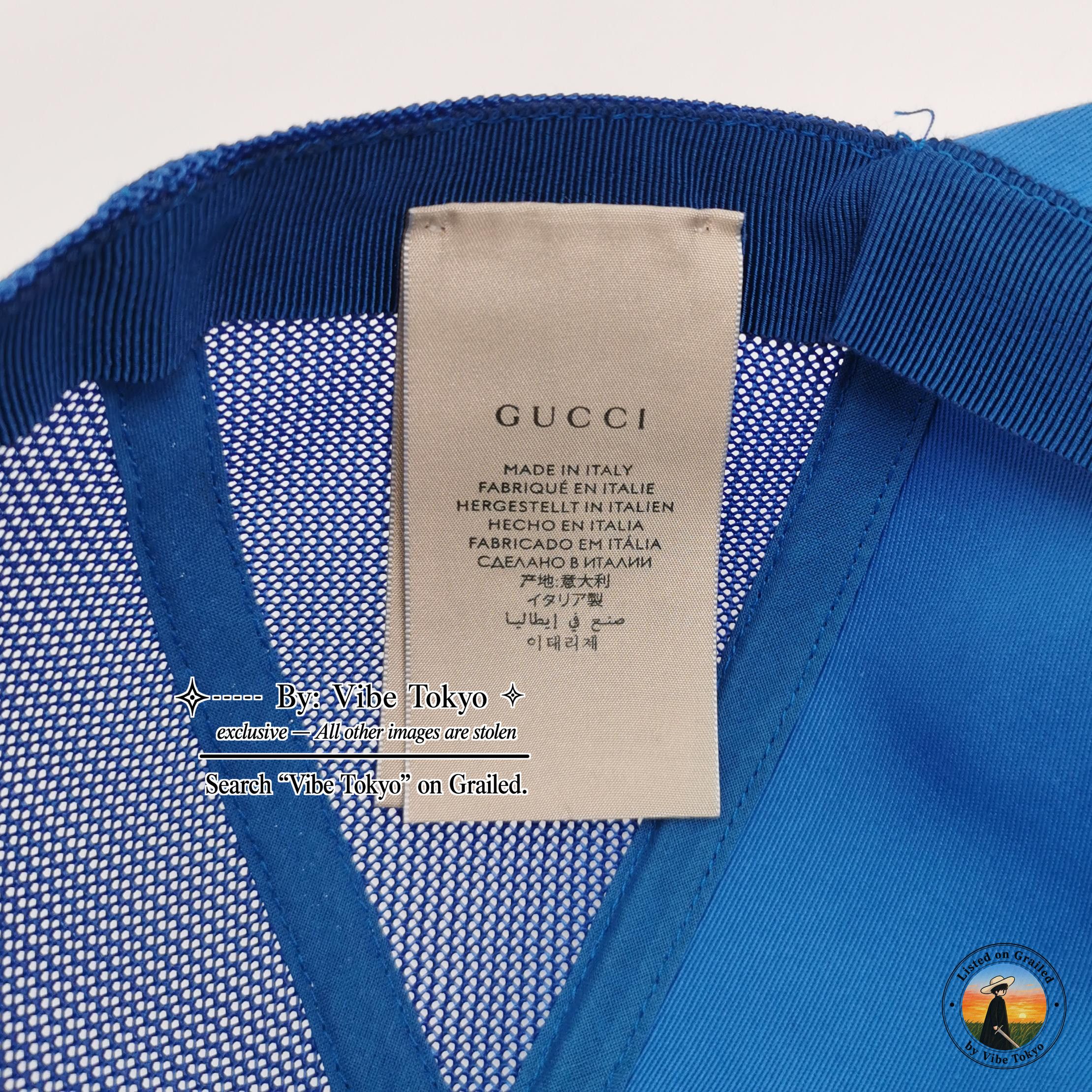 Gucci Blue Hat Logo Baseball Men Gucci Blue Logo Mesh Cap Size ONE SIZE