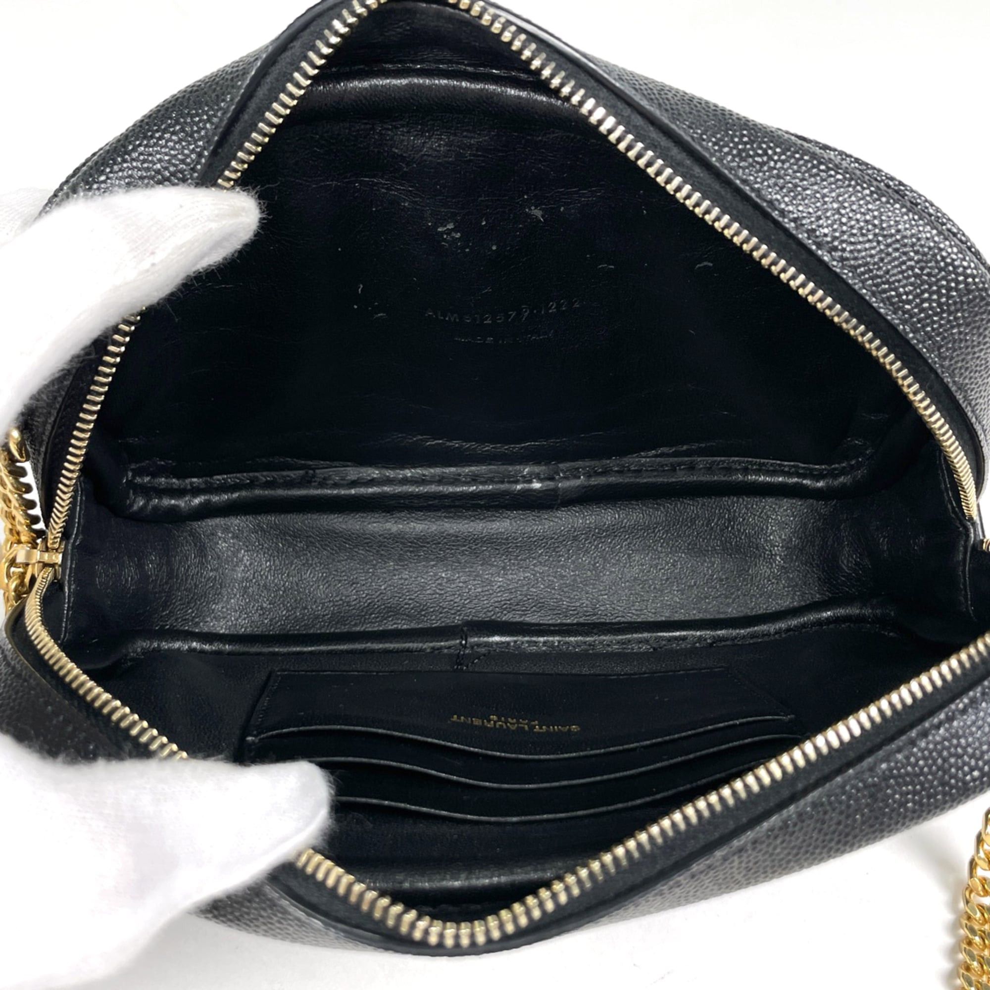 Yves Saint Laurent Yves Saint Laurent Lou Mini Bag, Fringe Leather, Black, 612579, Women's Size ONE SIZE - 6 Thumbnail