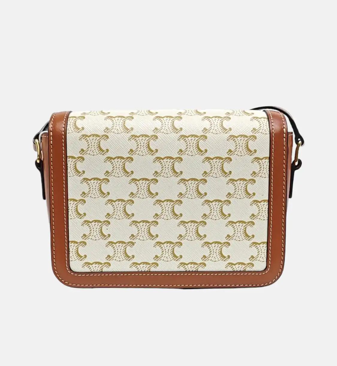 Celine CELINE TRIOMPHE Teen white coated canvas Triomphe shoulder bag gold hardware Size ONE SIZE - 5 Thumbnail