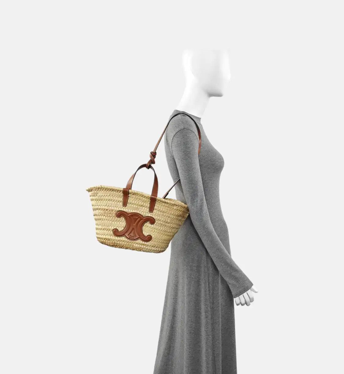 Celine CELINE TEEN TRIOMPHE CELINE CLASSIC beige straw woven shoulder bag handbag cross Size ONE SIZE - 2 Thumbnail