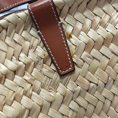 Celine CELINE TEEN TRIOMPHE CELINE CLASSIC beige straw woven shoulder bag handbag cross Size ONE SIZE - 8 Thumbnail