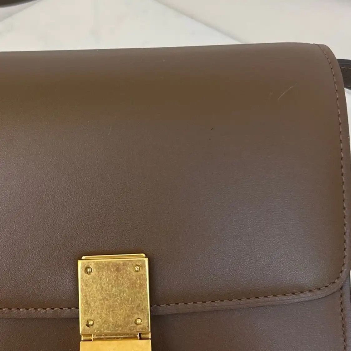 Celine CELINE CLASSIC BOX mini brown cowhide leather tofu bag crossbody bag Size ONE SIZE - 9 Thumbnail