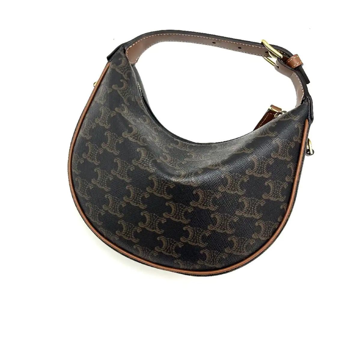 Celine CELINE LULU brown coated canvas Triomphe shoulder bag Size ONE SIZE - 3 Thumbnail