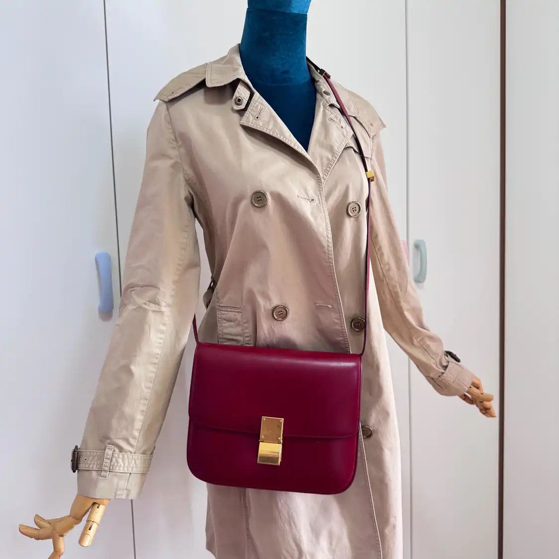 Celine CELINE CLASSIC BOX Medium red cowhide leather tofu bag crossbody bag Size ONE SIZE - 10 Thumbnail