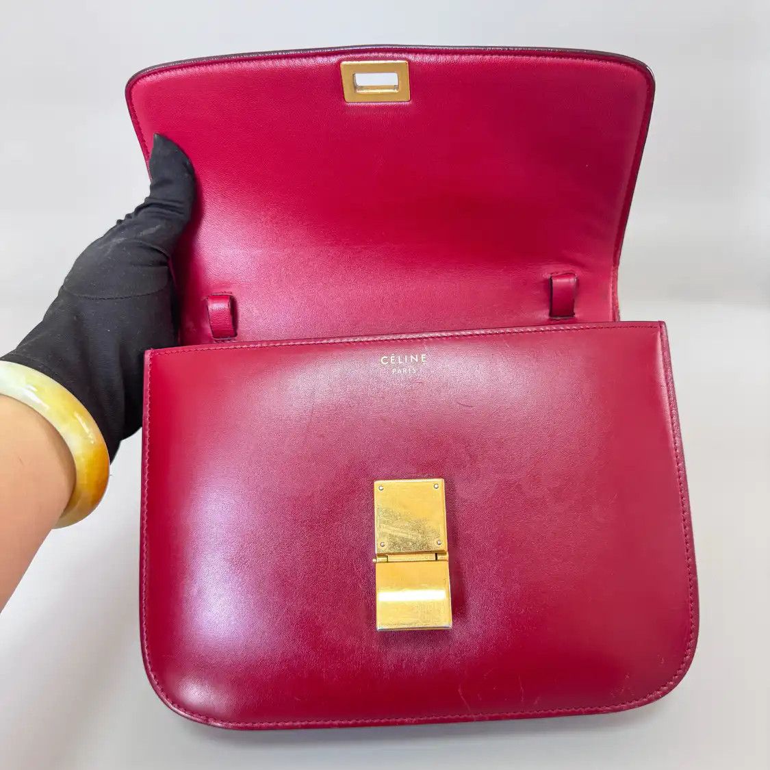 Celine CELINE CLASSIC BOX Medium red cowhide leather tofu bag crossbody bag Size ONE SIZE - 7 Thumbnail