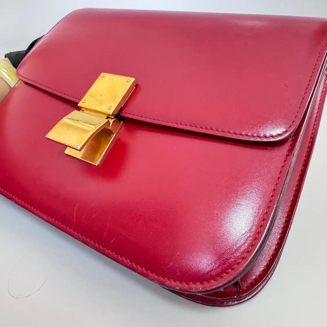 Celine CELINE CLASSIC BOX Medium red cowhide leather tofu bag crossbody bag Size ONE SIZE - 4 Thumbnail