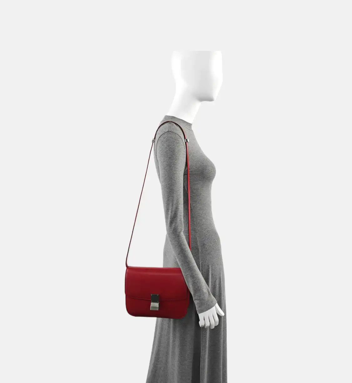 Celine CELINE CLASSIC BOX Medium red cowhide leather tofu bag shoulder bag crossbody si Size ONE SIZE - 2 Thumbnail
