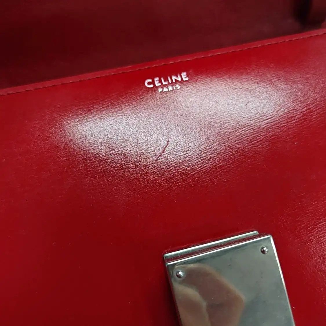 Celine CELINE CLASSIC BOX Medium red cowhide leather tofu bag shoulder bag crossbody si Size ONE SIZE - 9 Thumbnail