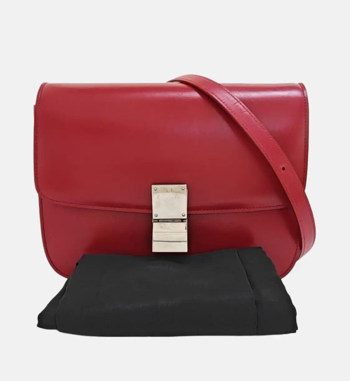 Celine CELINE CLASSIC BOX Medium red cowhide leather tofu bag shoulder bag crossbody si Size ONE SIZE - 8 Thumbnail