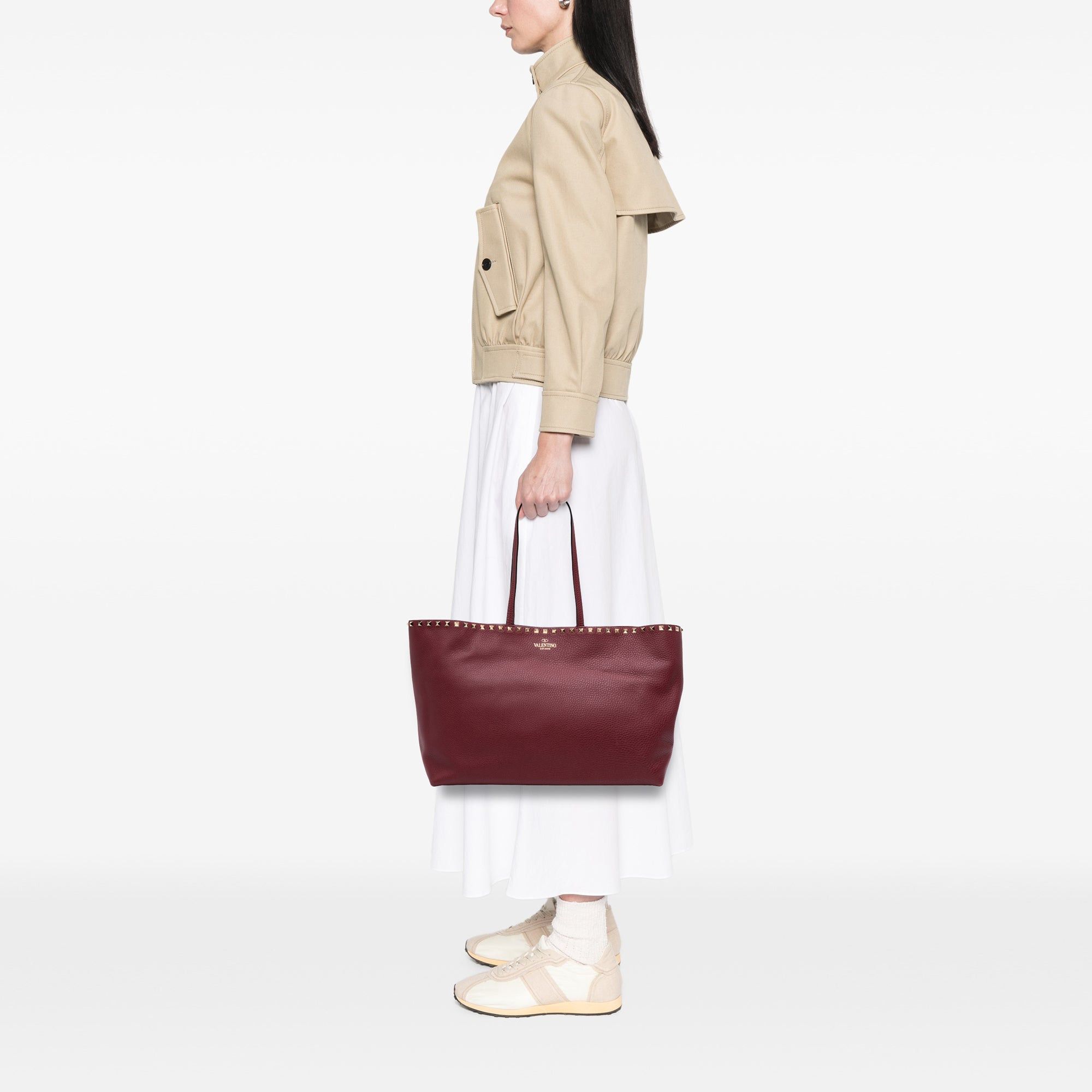 Valentino Grained Calfskin Rockstud Shopper Tote Size ONE SIZE - 6 Thumbnail