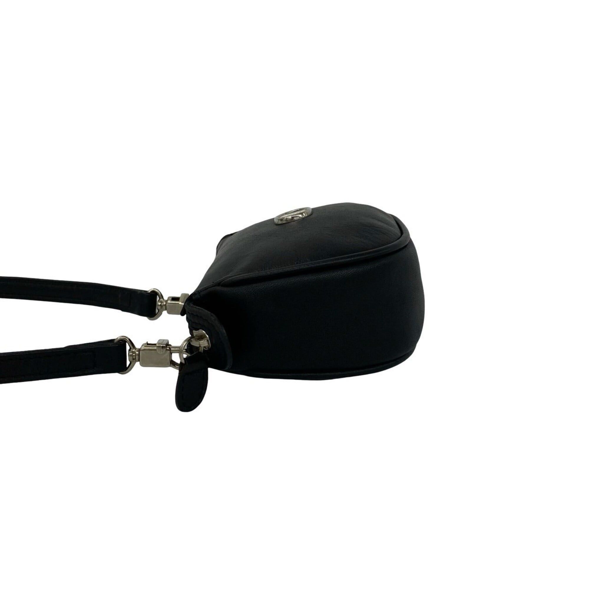 Dior Christian Dior Vintage CD Logo Hardware Leather Mini Shoulder Bag Pouch Black 06865 Size ONE SIZE - 5 Thumbnail