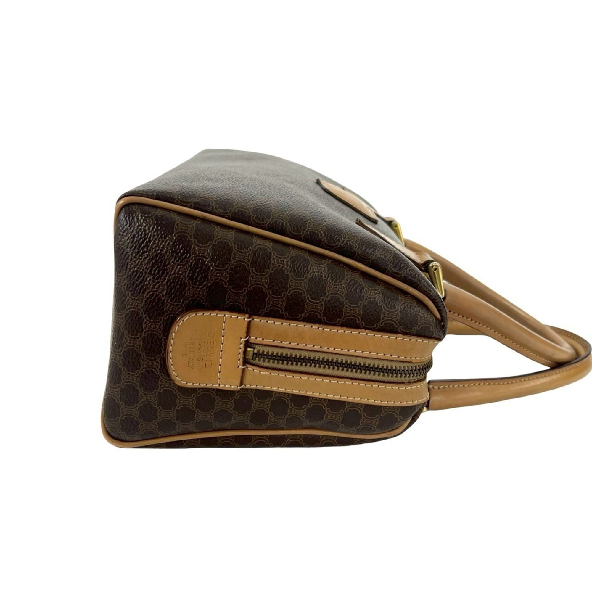 Celine CELINE Vintage Macadam Blazon Triomphe Pattern Leather Handbag Mini Boston Bag Brown 16943 Size ONE SIZE - 6 Thumbnail