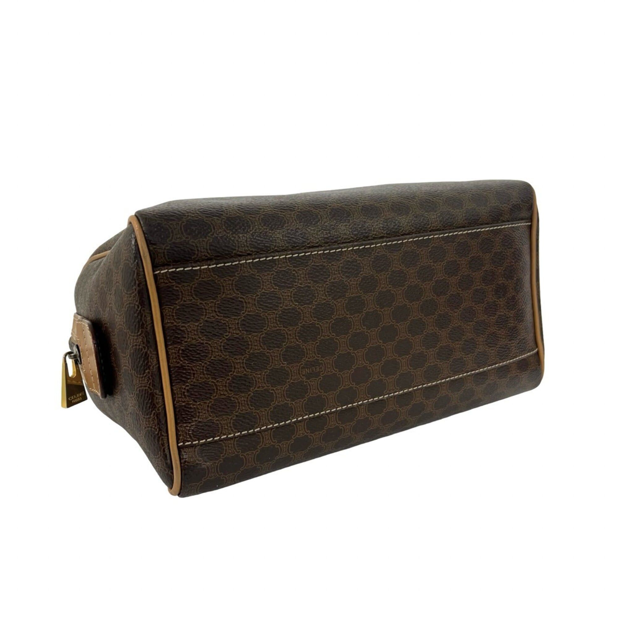 Celine CELINE Vintage Macadam Blazon Triomphe Pattern Leather Handbag Mini Boston Bag Brown 16943 Size ONE SIZE - 7 Thumbnail