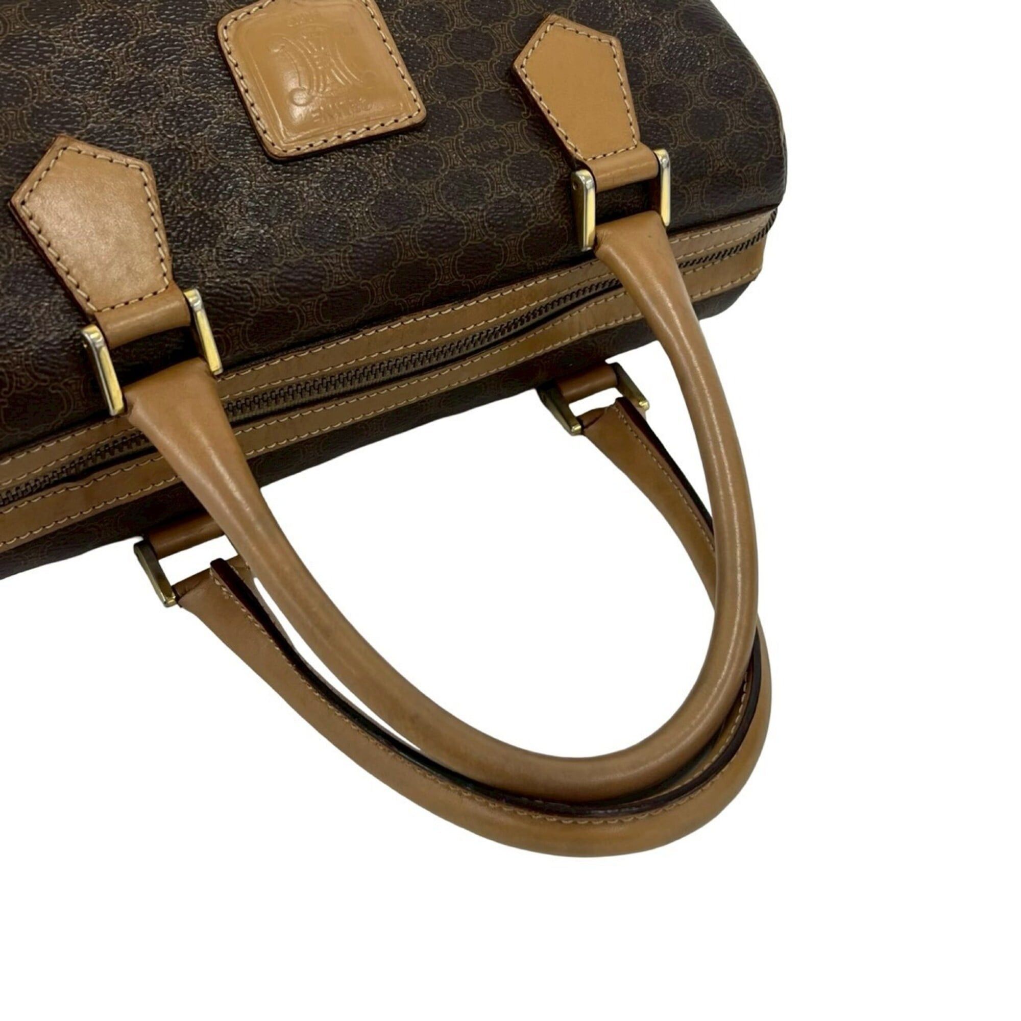 Celine CELINE Vintage Macadam Blazon Triomphe Pattern Leather Handbag Mini Boston Bag Brown 16943 Size ONE SIZE - 4 Thumbnail