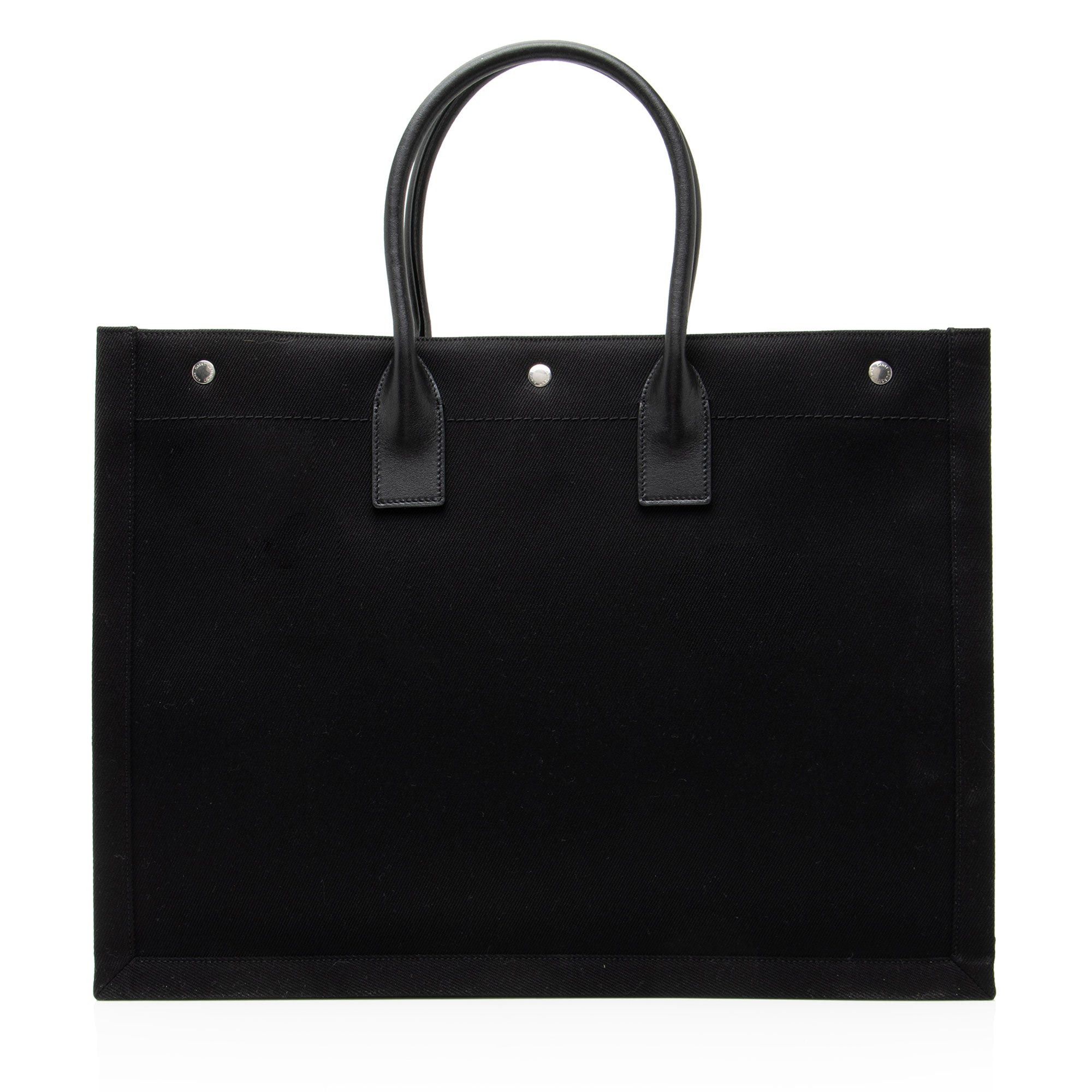Saint Laurent Paris Saint Laurent Canvas Calfskin Rive Gauche Large Tote Size ONE SIZE - 3 Thumbnail
