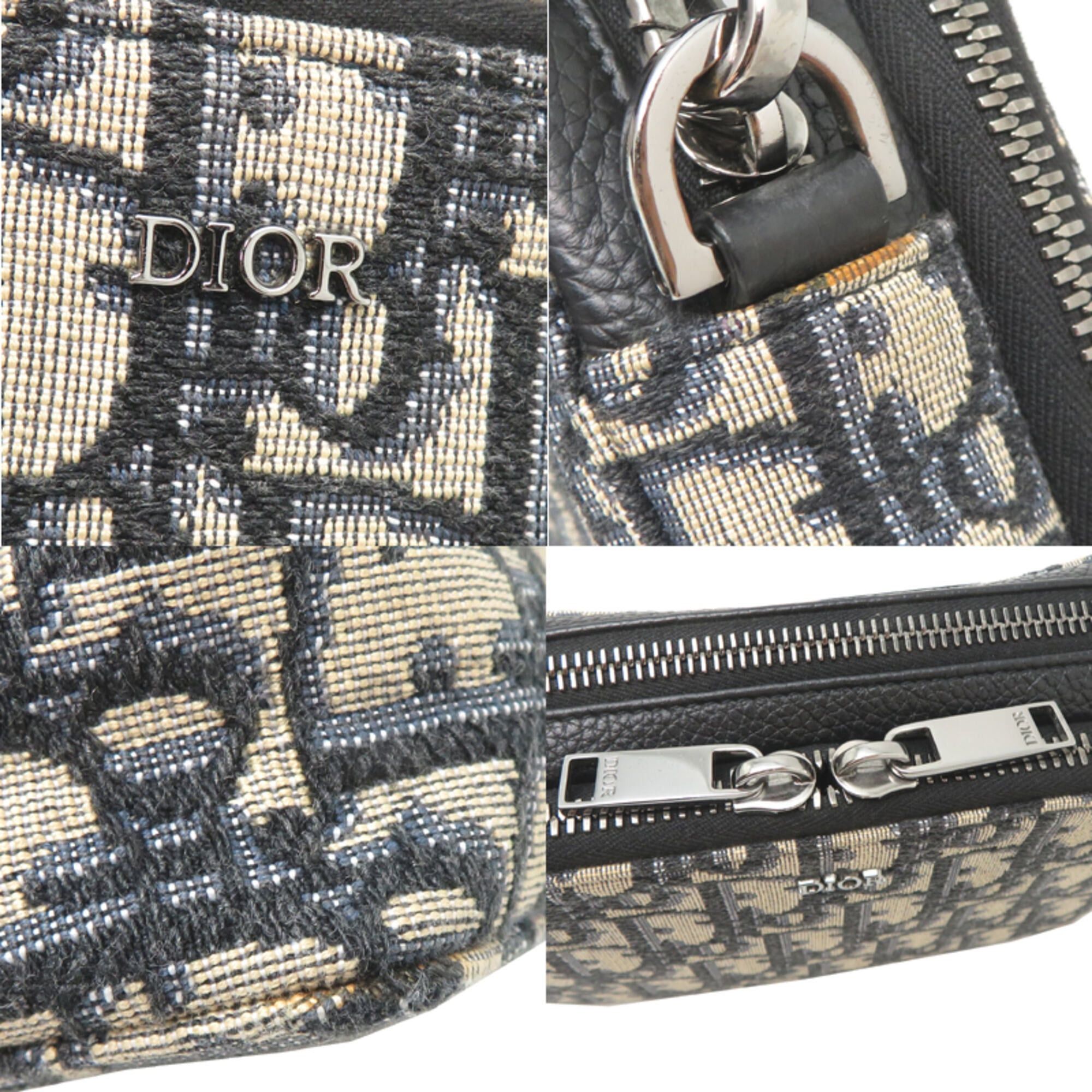 Dior Christian Dior Dior Zip Pouch with Strap, Women's/Men's Shoulder Bag, 20BBC119YSE_H05E, Fabric, Black Size ONE SIZE - 9 Thumbnail