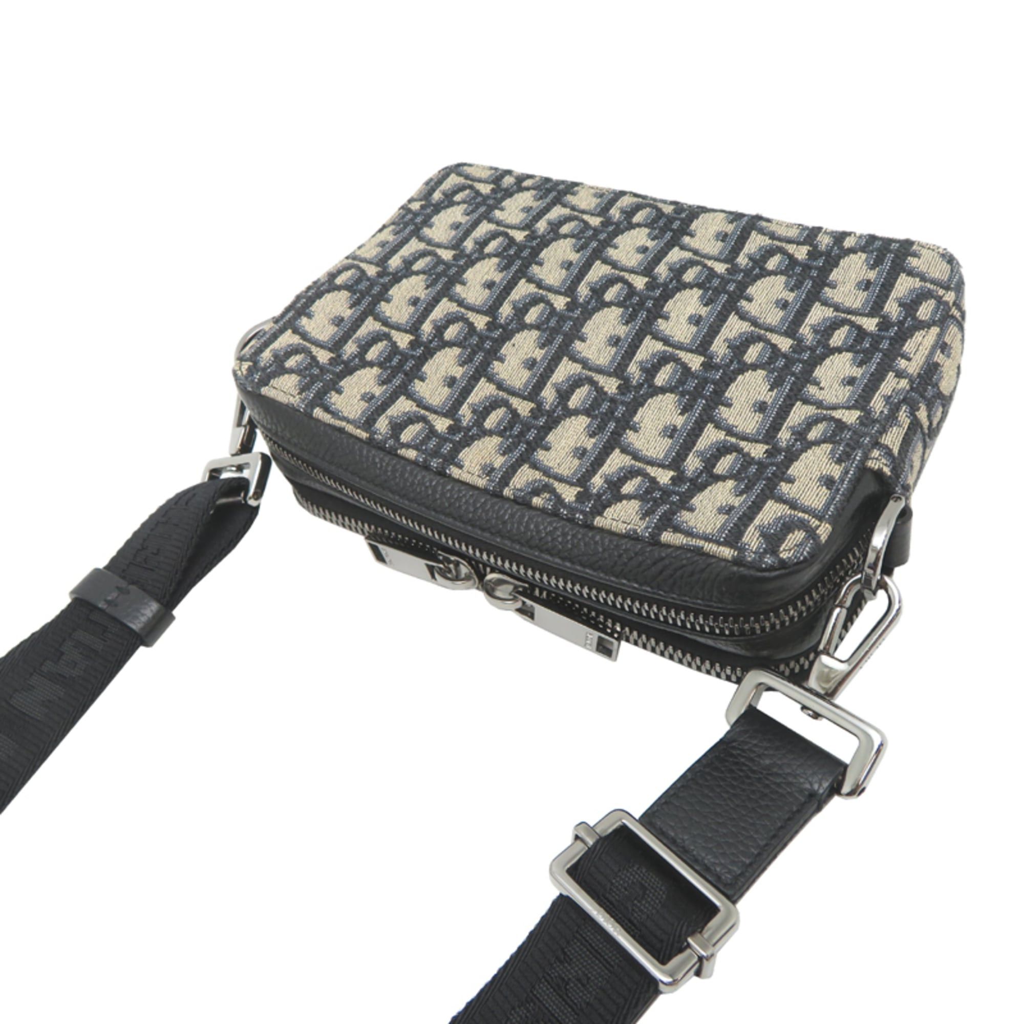 Dior Christian Dior Dior Zip Pouch with Strap, Women's/Men's Shoulder Bag, 20BBC119YSE_H05E, Fabric, Black Size ONE SIZE - 4 Thumbnail