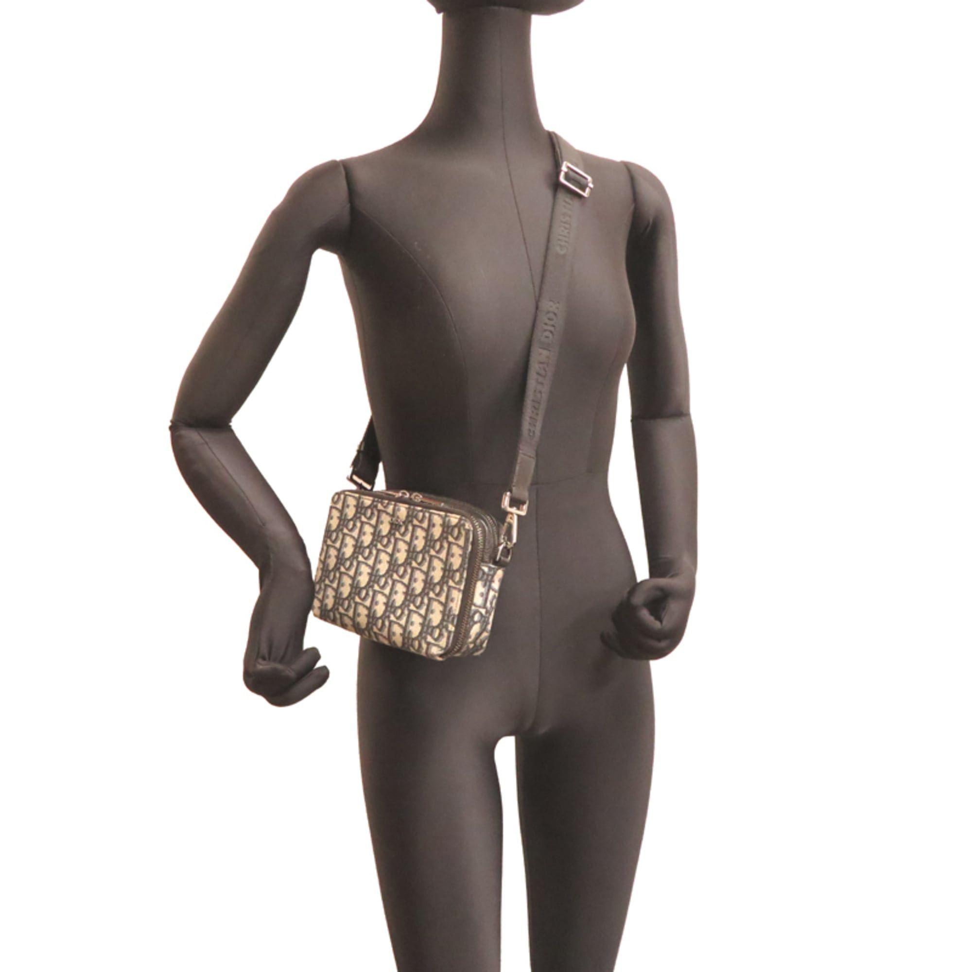 Dior Christian Dior Dior Zip Pouch with Strap, Women's/Men's Shoulder Bag, 20BBC119YSE_H05E, Fabric, Black Size ONE SIZE - 8 Thumbnail