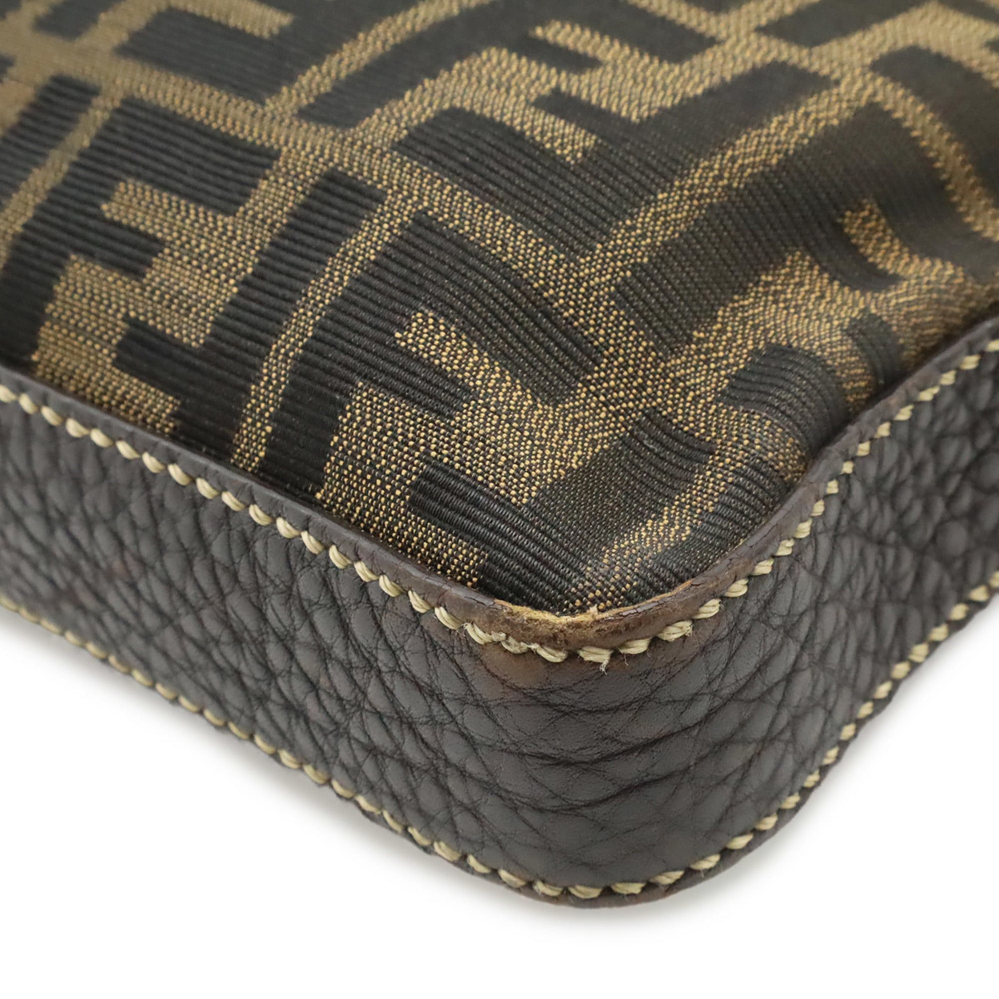 Fendi FENDI Selleria Zucca Shoulder Bag, Canvas and Leather, Brown, 8BT092 Size ONE SIZE - 4 Thumbnail