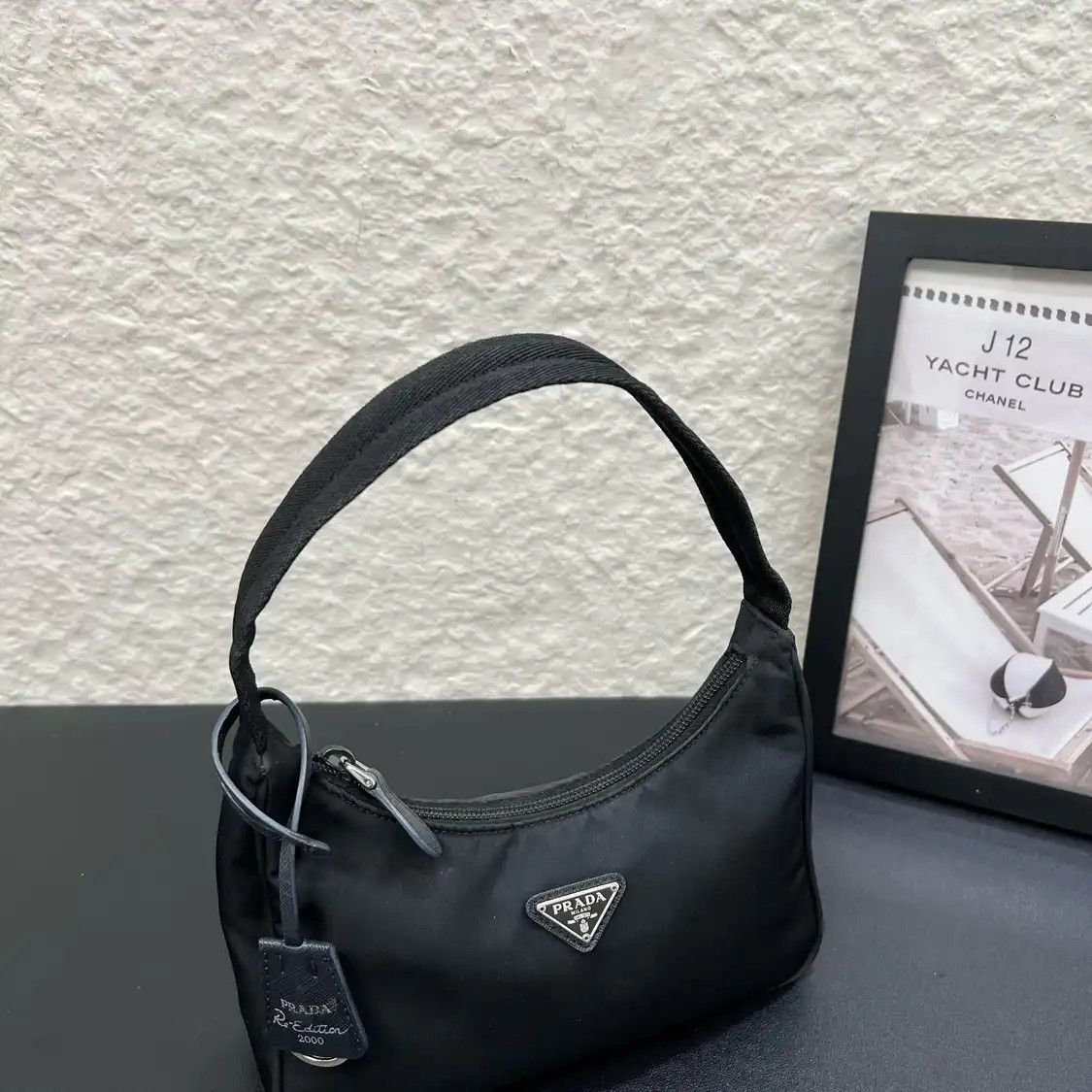 Prada PRADA Re-Edition 2000 mini black nylon logo clutch Size ONE SIZE - 8 Thumbnail