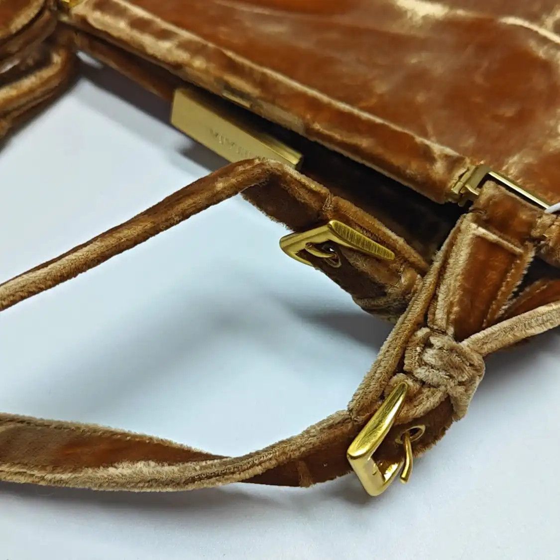 Prada PRADA brown velvet handbag gold hardware Size ONE SIZE - 10 Thumbnail