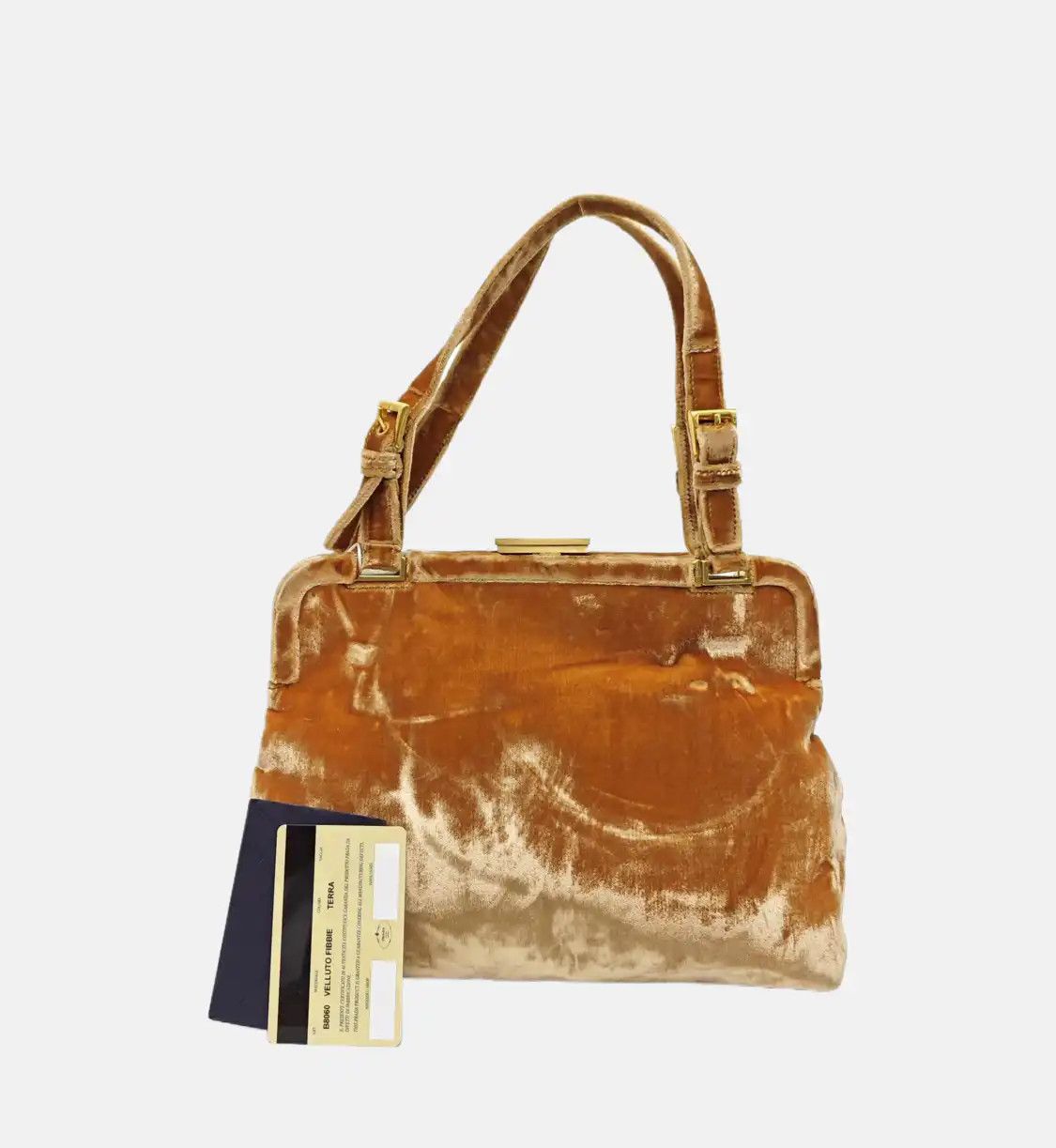 Prada PRADA brown velvet handbag gold hardware Size ONE SIZE - 8 Thumbnail